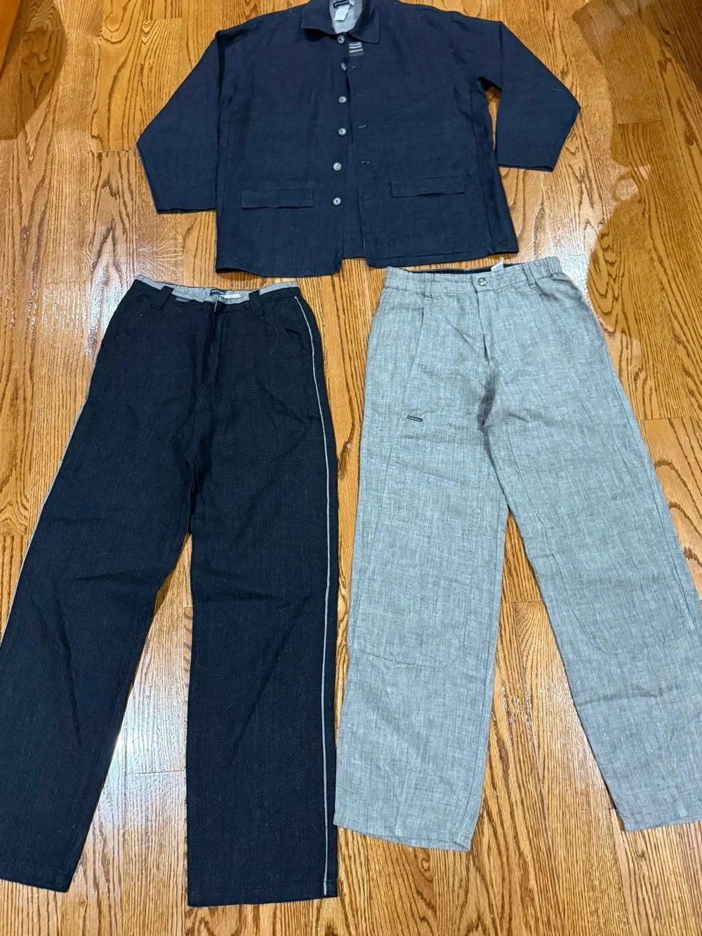 Jean Bourget Grey & Dark Grey Kids' Linen-Look Jacket and Pants Set